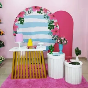 Adulto Floral Azul e Pink