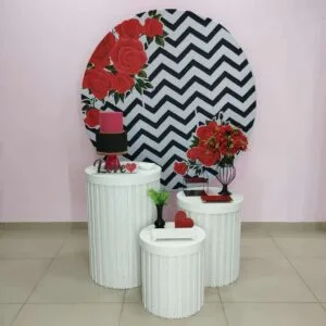 Adulto Floral Vermelho e Preto