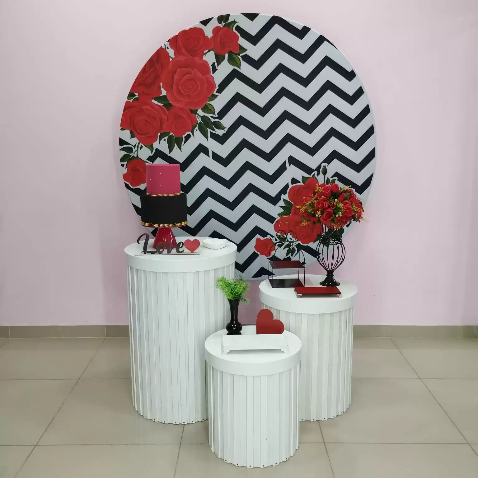 Adulto Floral Vermelho e Preto