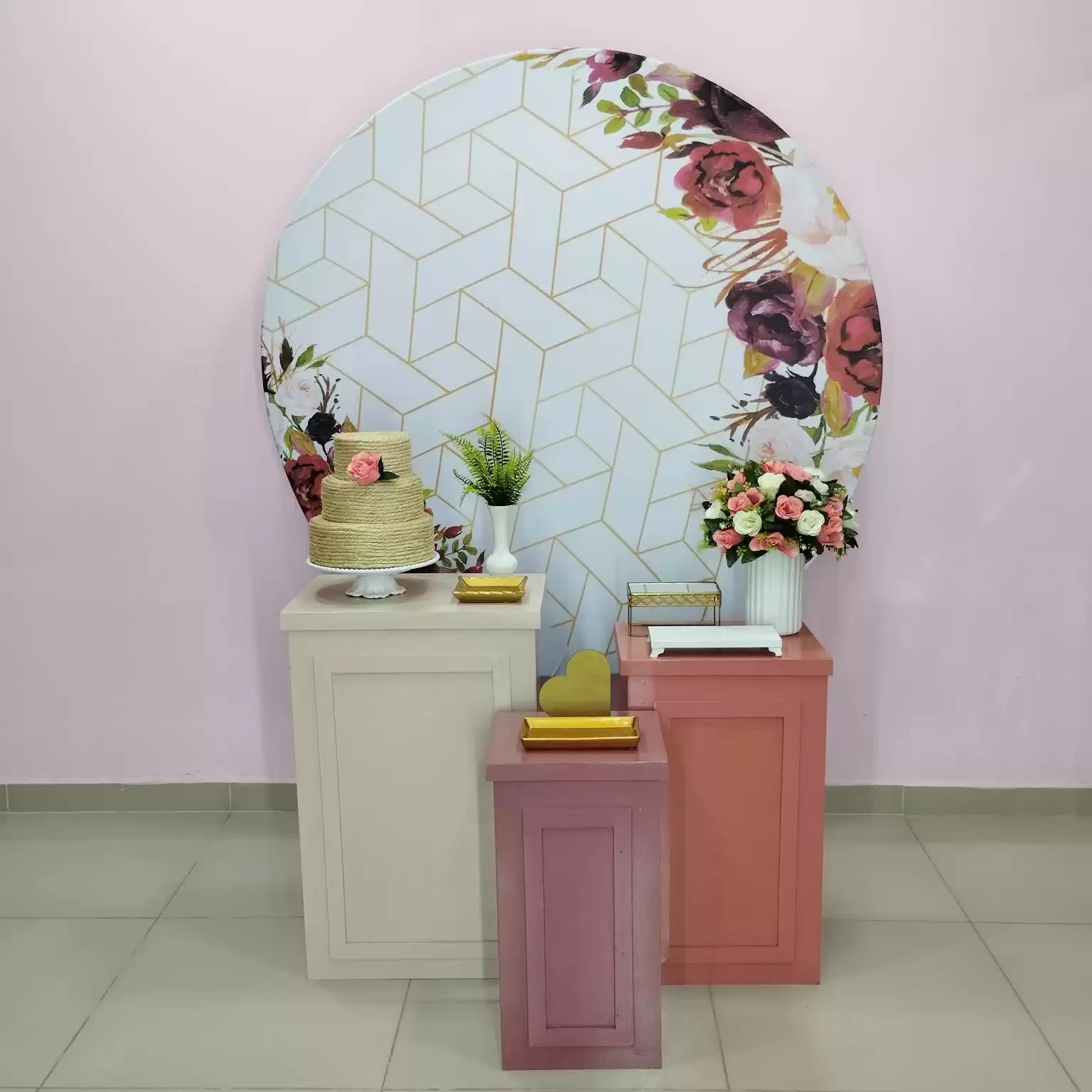 Adulto Floral Salmão e Marsala