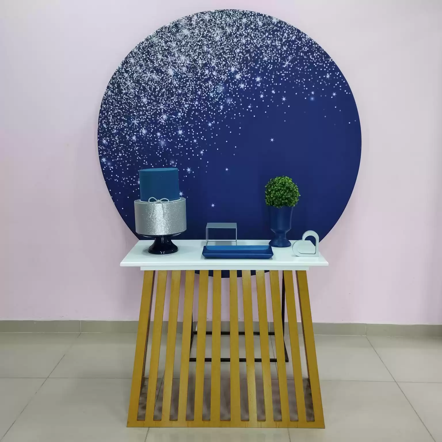 Adulto Azul com Glitter Prata